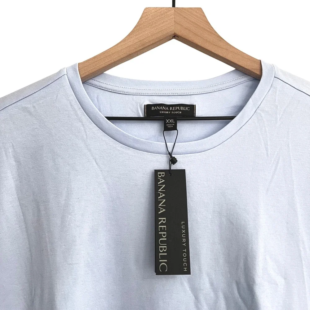 Banana Republic Men's Light Blue Luxury Touch Crewneck TShirt XXL Cotton NWT